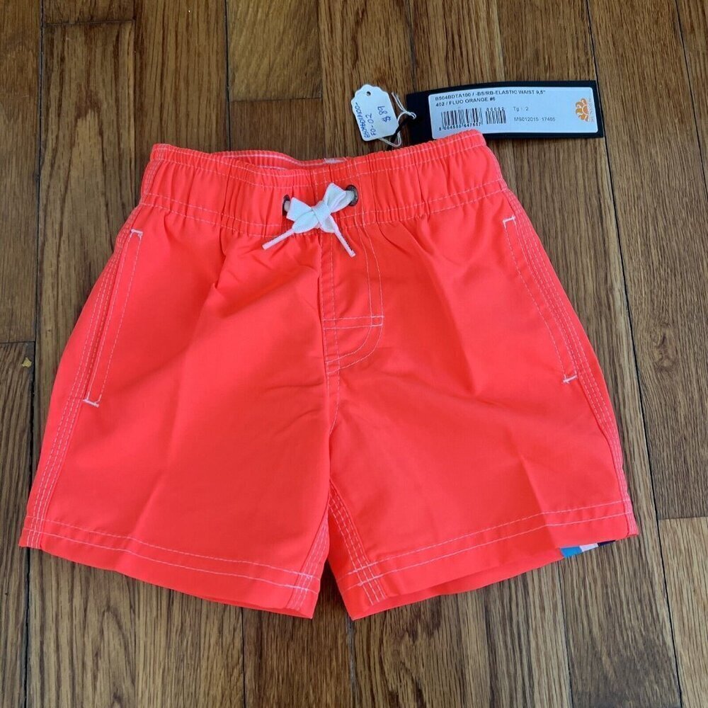 Sundek Toddler Boys Orange Swim Trunks Shorts Rainbow Size 2